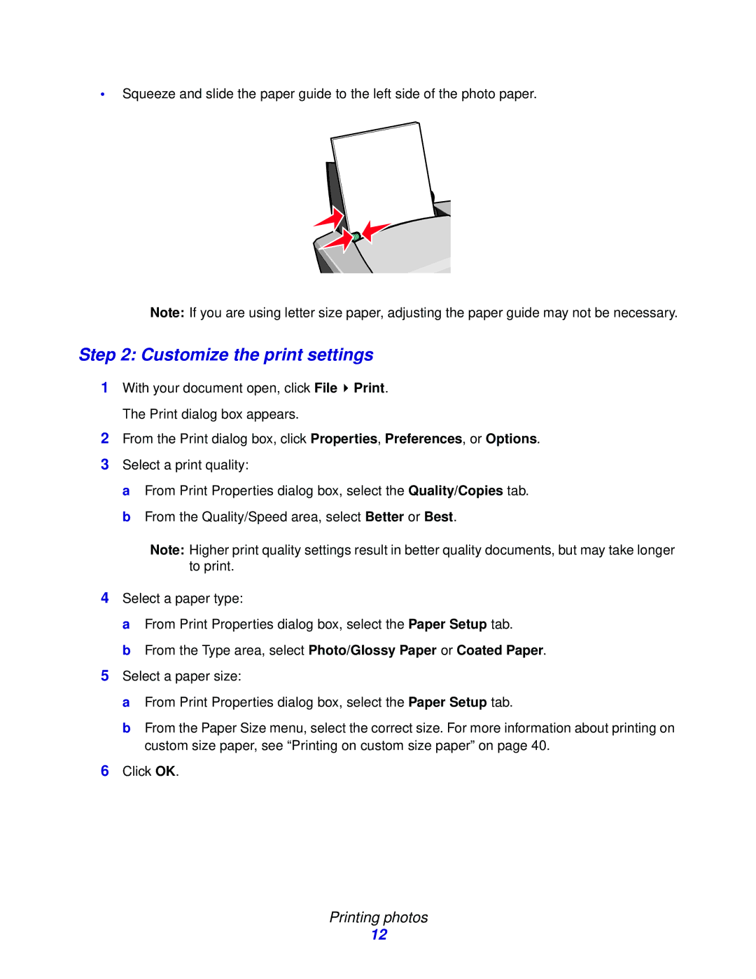 Lenovo 3110 manual Customize the print settings 