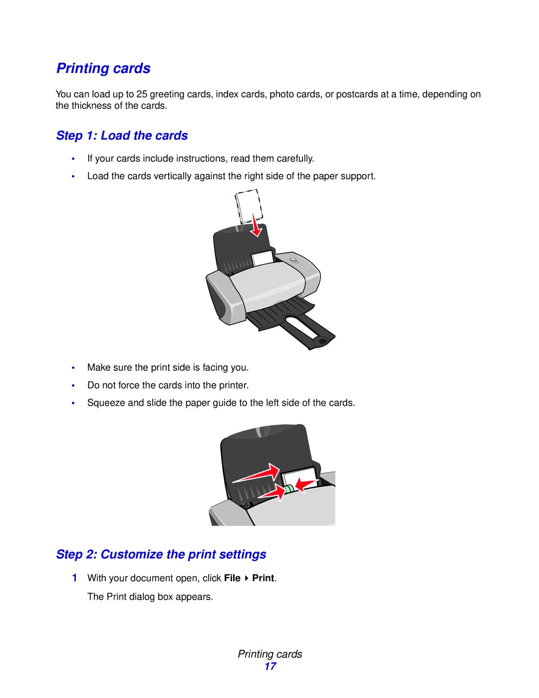 Lenovo 3110 manual Printing cards, Load the cards 