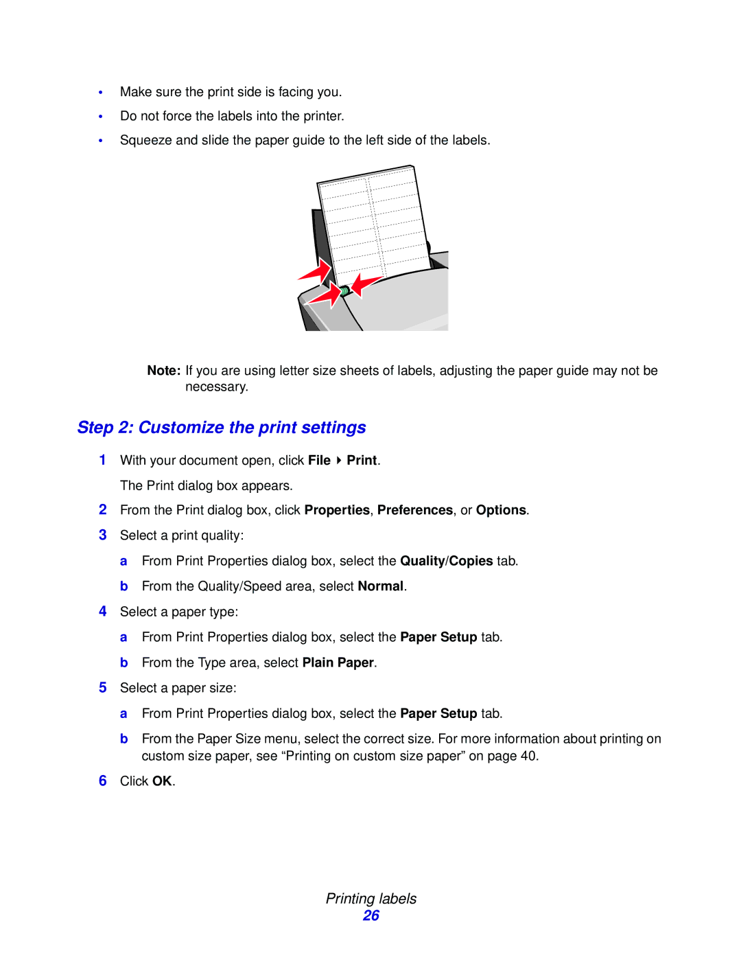 Lenovo 3110 manual Customize the print settings 