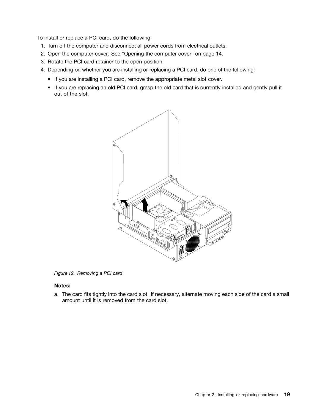 Lenovo 3122, 3120, 3128, 3126 manual Removing a PCI card 