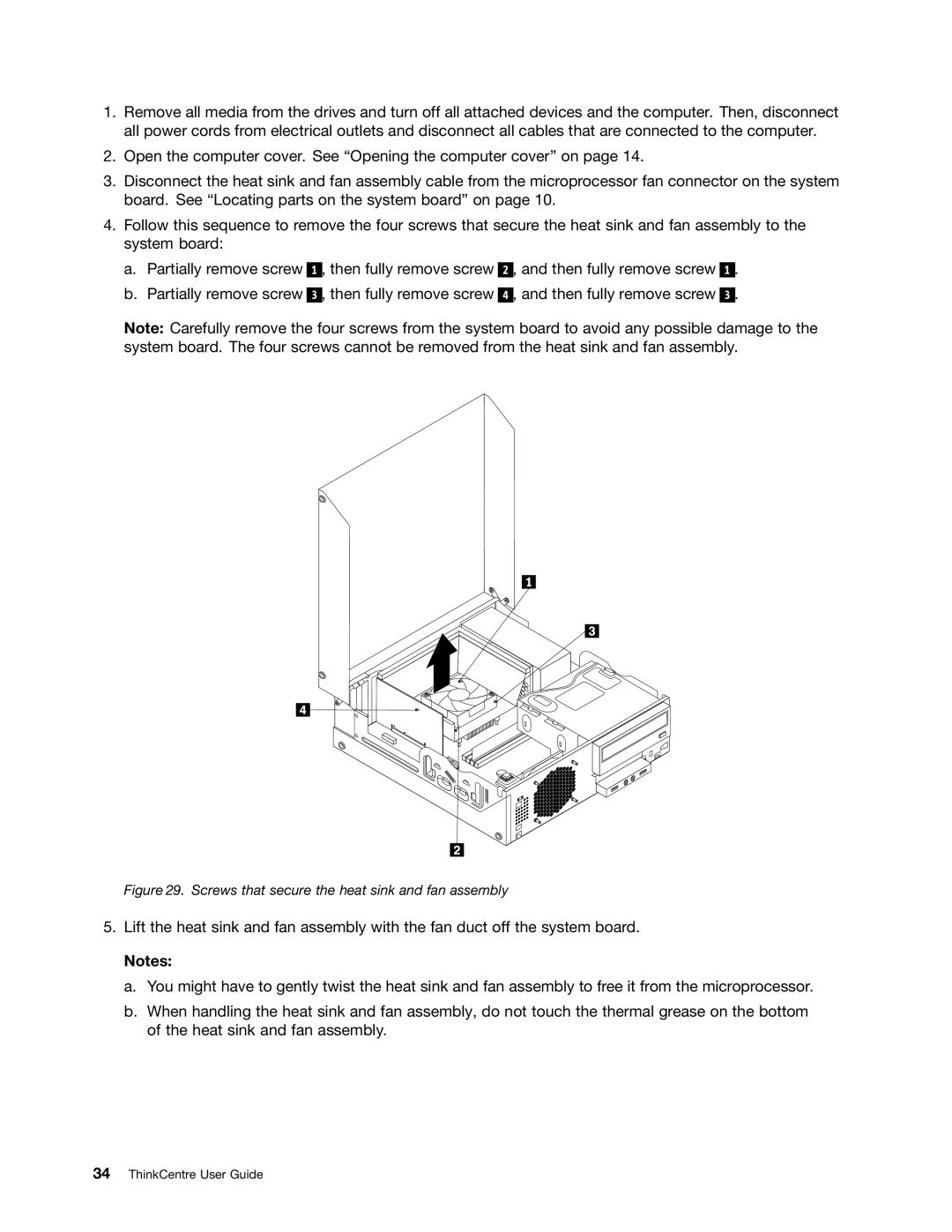 Lenovo 3120, 3122, 3128, 3126 manual Screws that secure the heat sink and fan assembly 