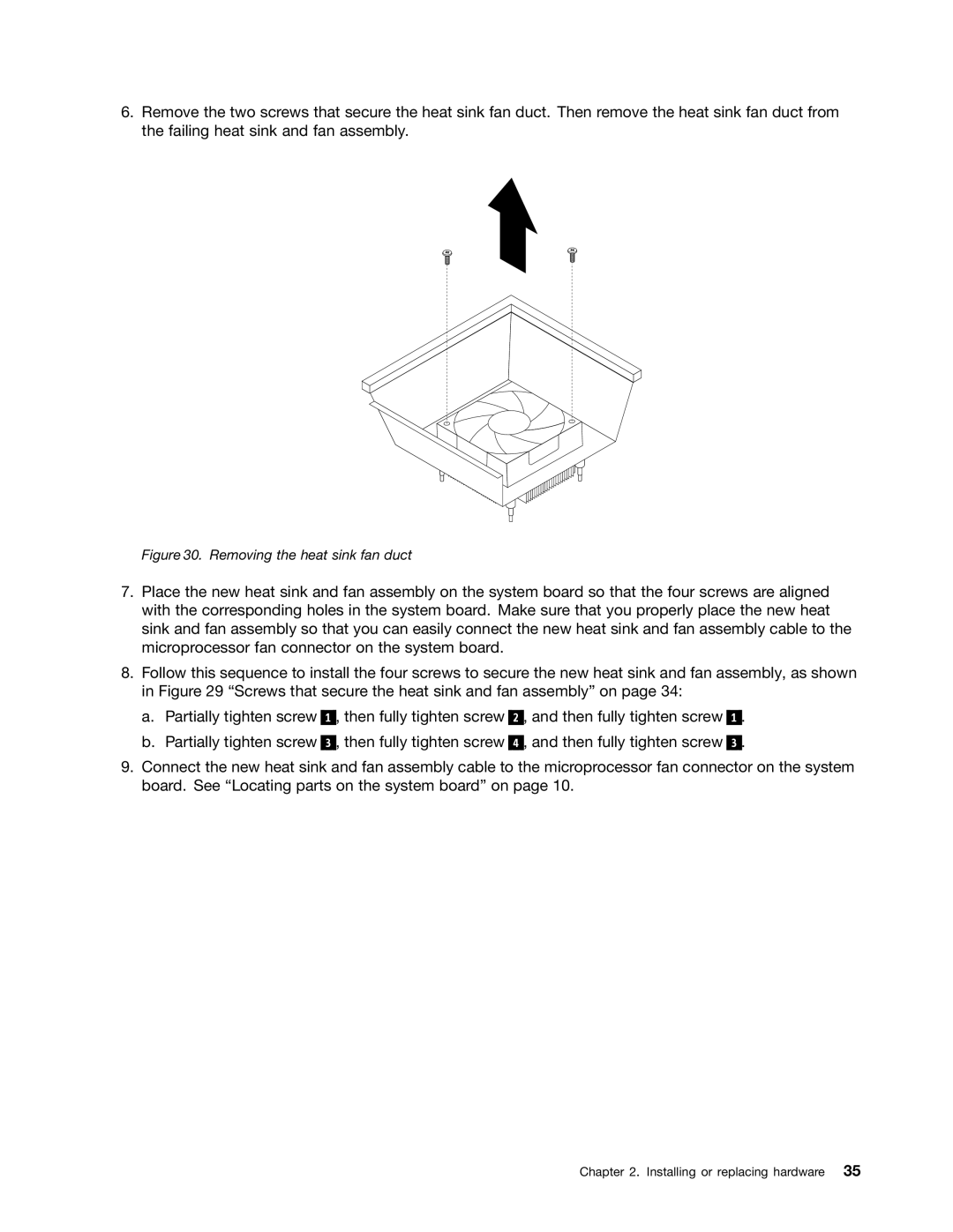 Lenovo 3122, 3120, 3128, 3126 manual Removing the heat sink fan duct 