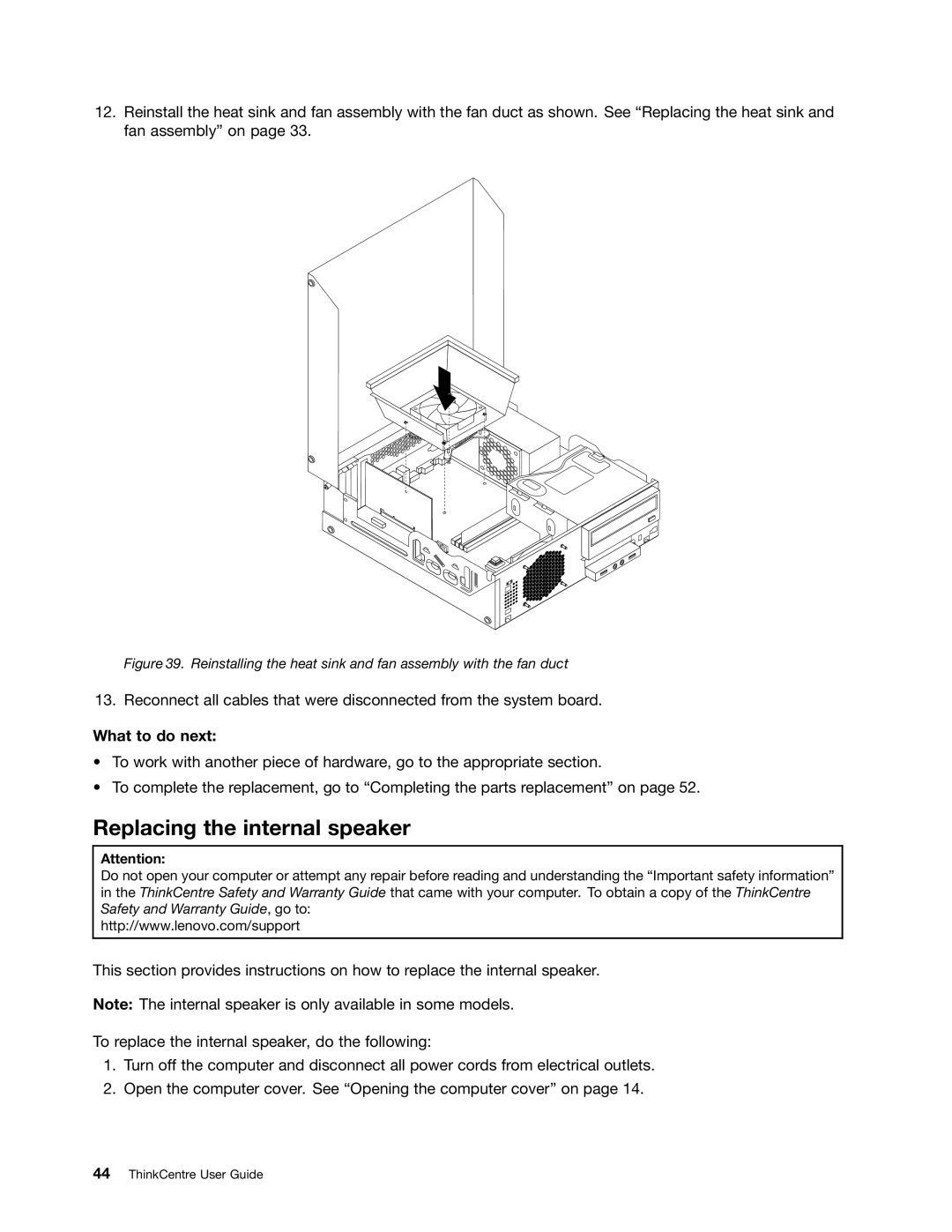 Lenovo 3128, 3120, 3122, 3126 manual Replacing the internal speaker 