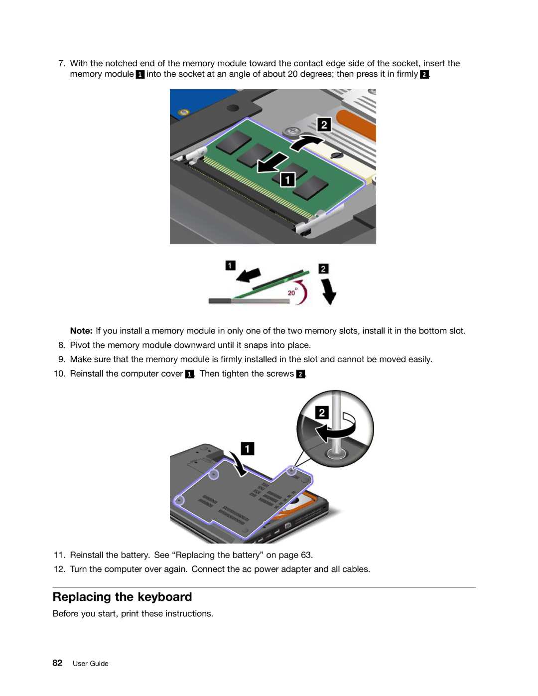 Lenovo 3259AD9, 336655U manual Replacing the keyboard 