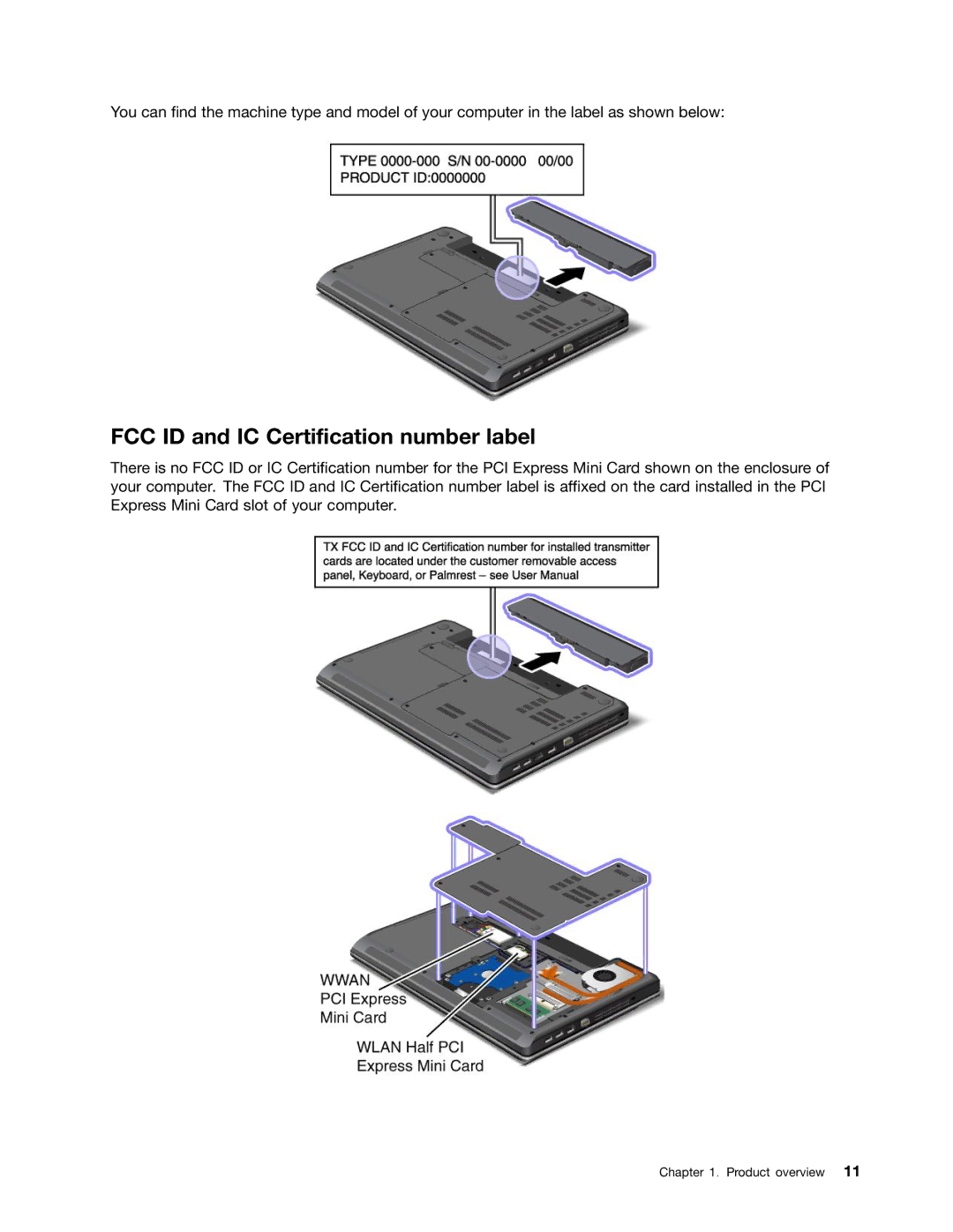 Lenovo 336655U, 3259AD9 manual FCC ID and IC Certification number label 