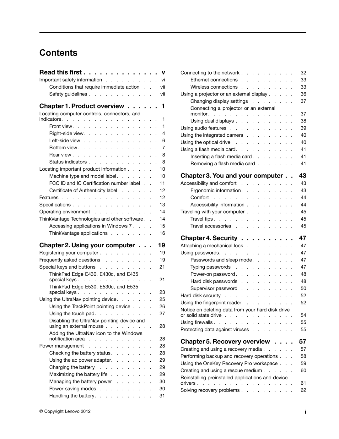 Lenovo 336655U, 3259AD9 manual Contents 