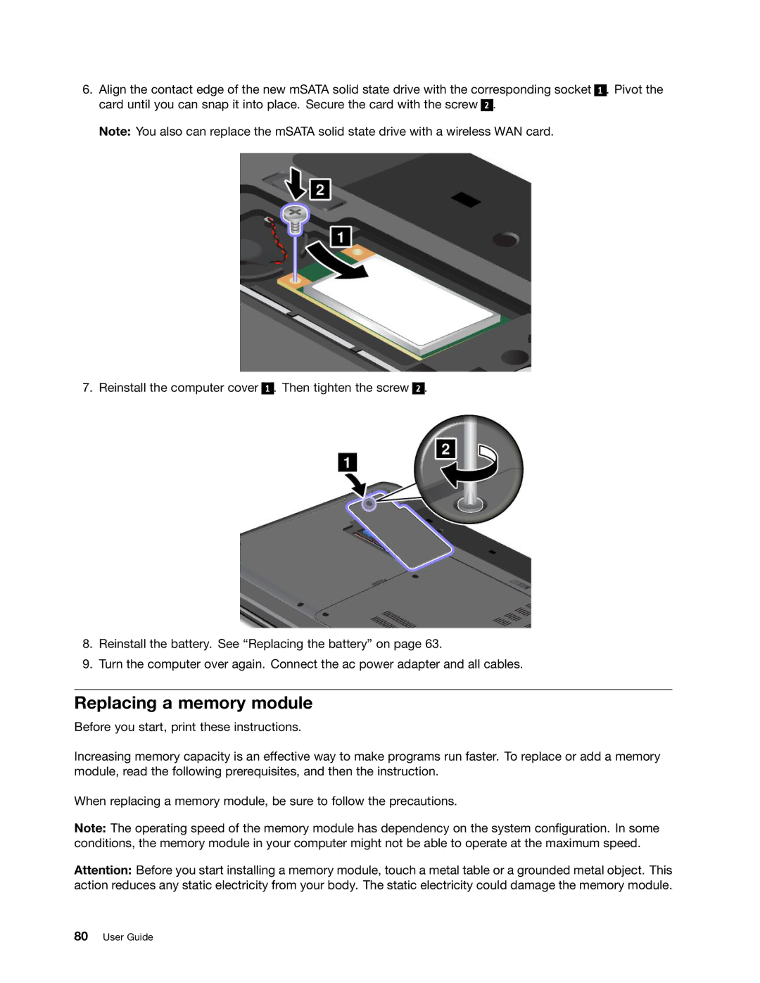 Lenovo 3259AD9, 336655U manual Replacing a memory module 