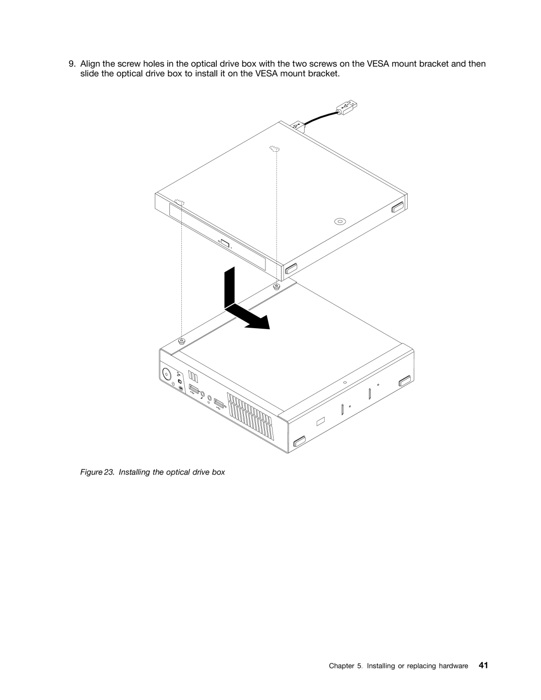 Lenovo 3261, 3267, 3264, 3263, 3273, 4156, 4004, 3856 manual Installing the optical drive box 