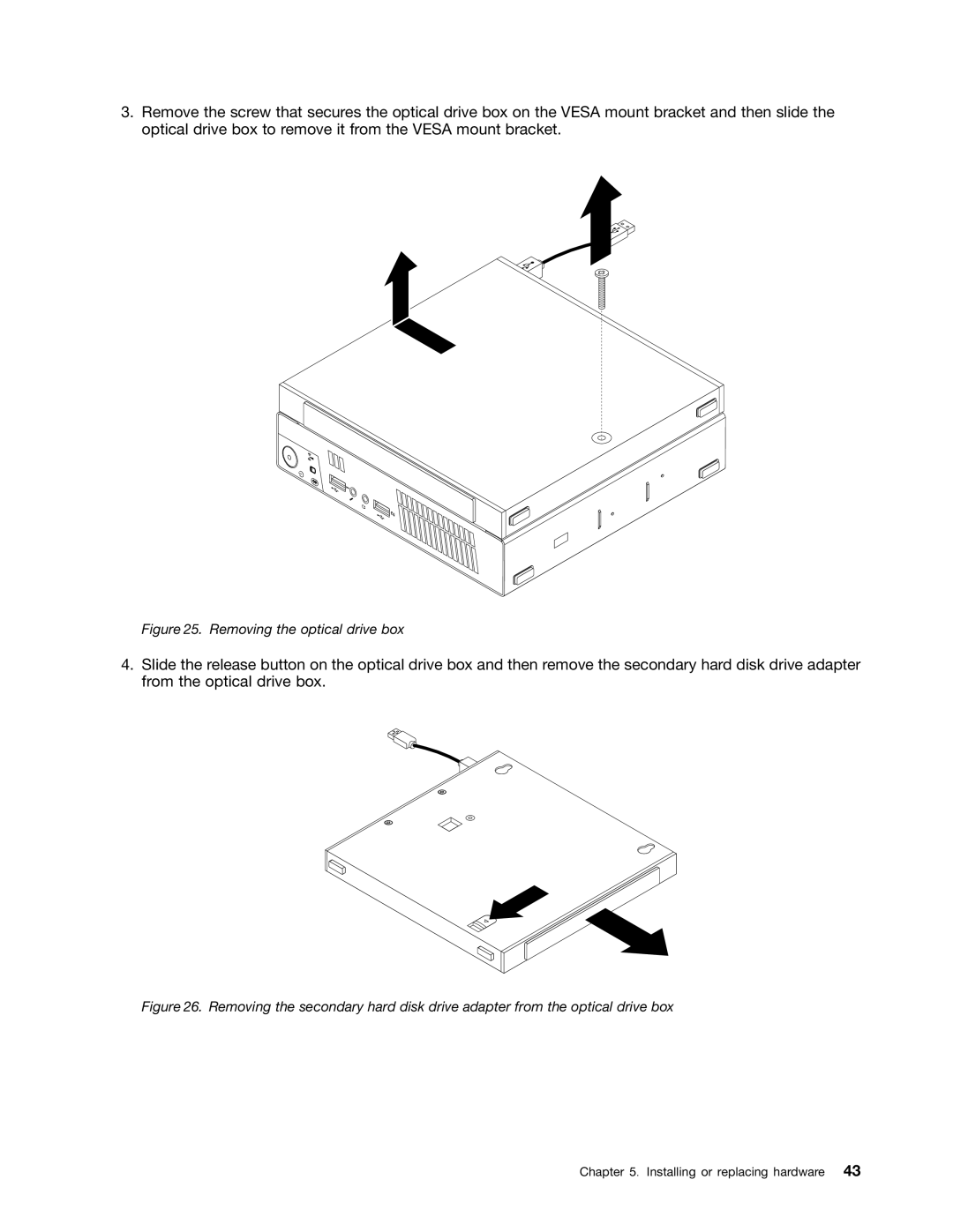 Lenovo 3264, 3267, 3263, 3273, 4156, 4004, 3856, 3261 manual Removing the optical drive box 