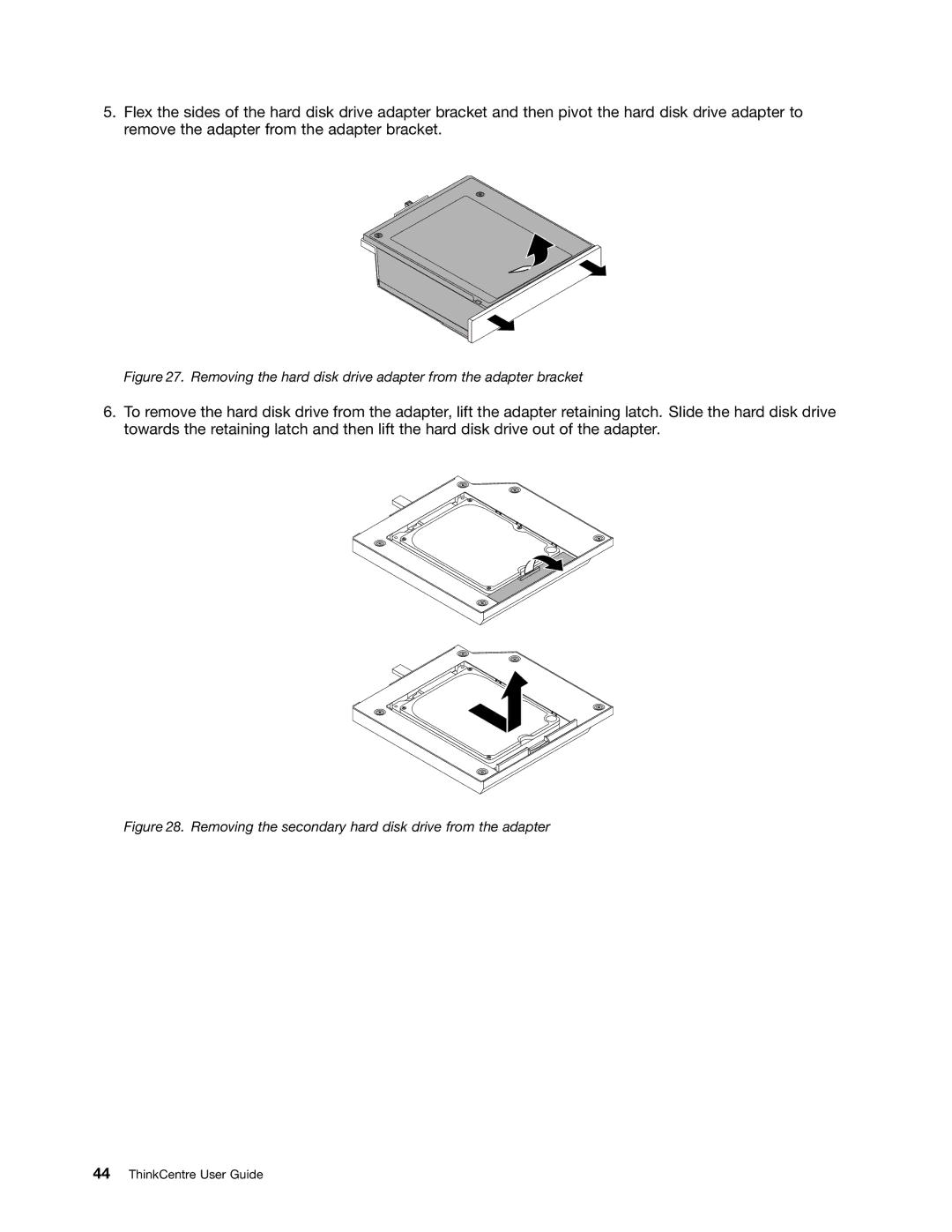 Lenovo 3263, 3267, 3264, 3273, 4156, 4004, 3856, 3261 manual Removing the secondary hard disk drive from the adapter 