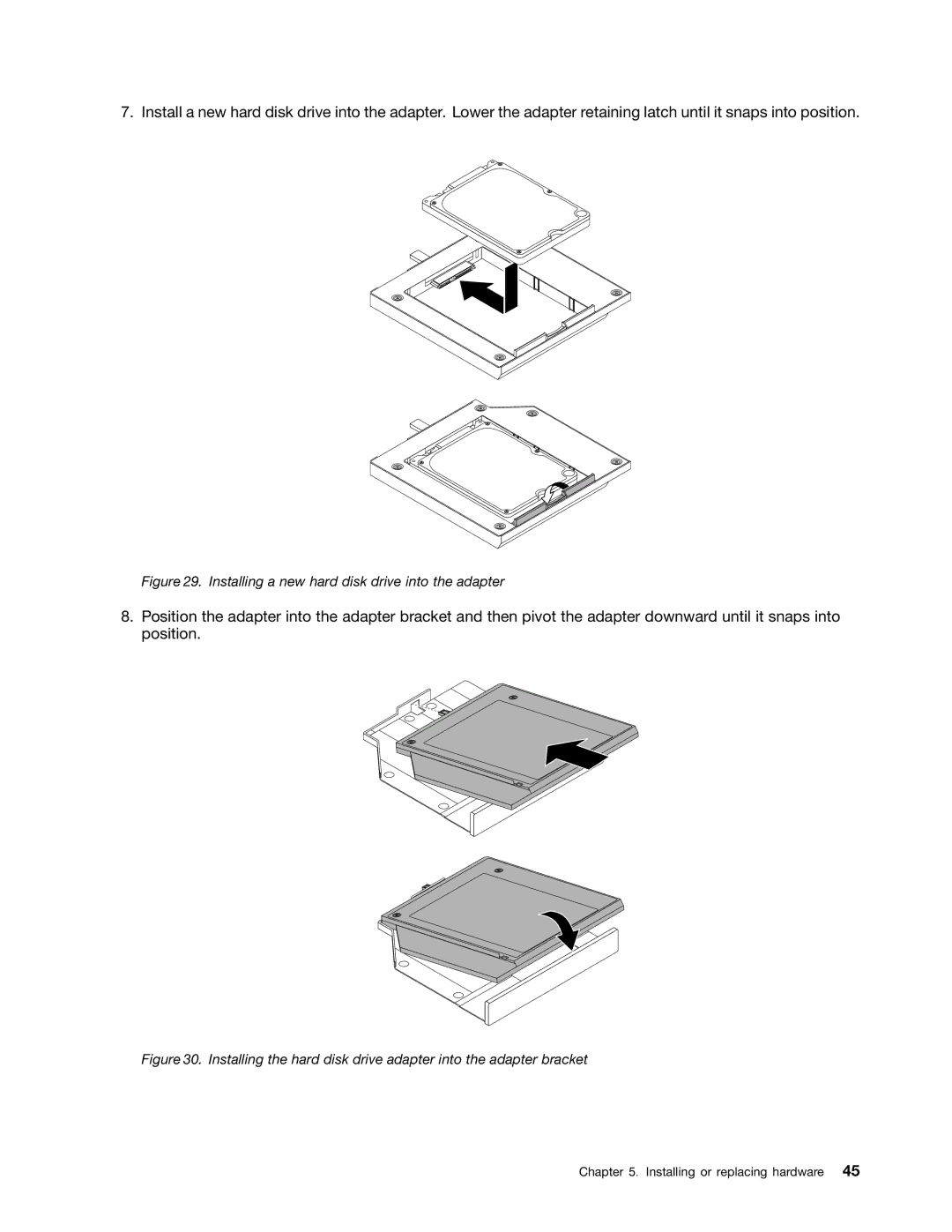 Lenovo 3273, 3267, 3264, 3263, 4156, 4004, 3856, 3261 manual Installing a new hard disk drive into the adapter 