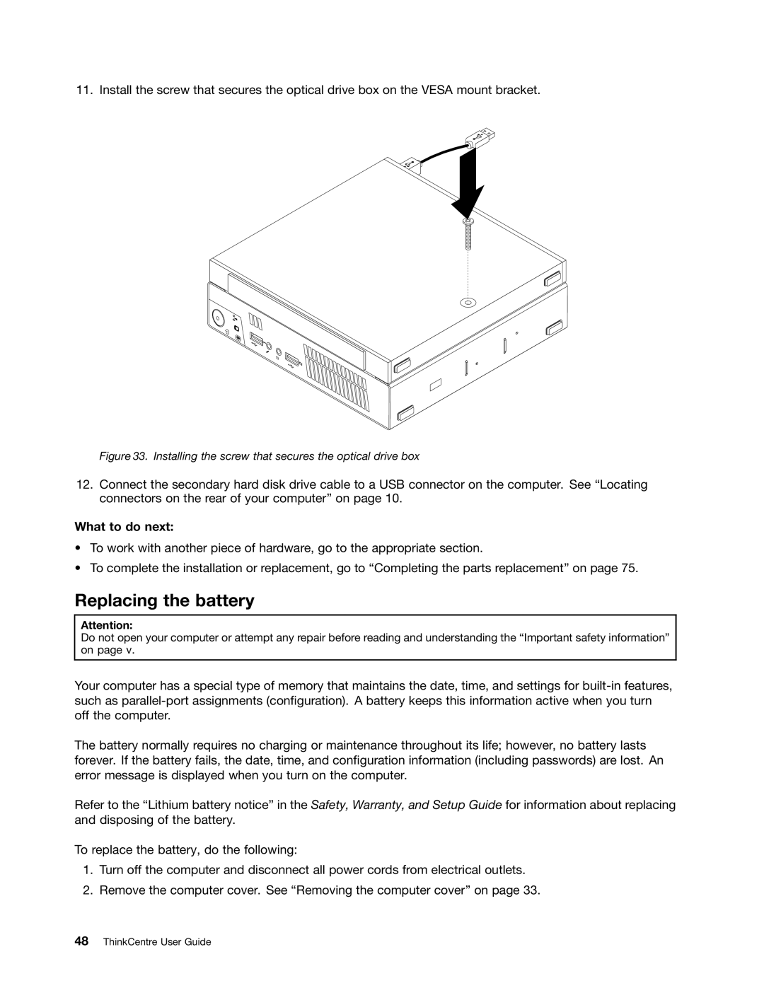 Lenovo 3856, 3267, 3264, 3263, 3273, 4156, 4004, 3261 manual Replacing the battery, What to do next 