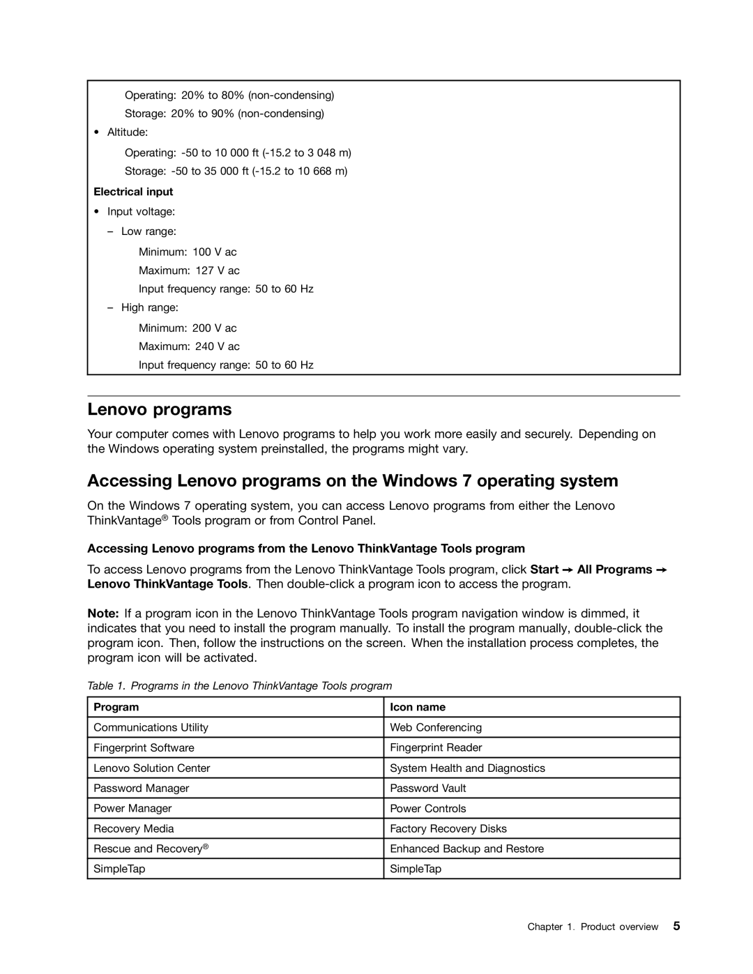 Lenovo 3327, 3281, 3280, 3297, 3305, 3296, 3298, 3292, 3291, 3294 Accessing Lenovo programs on the Windows 7 operating system 