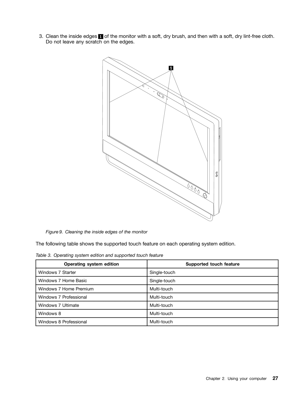 Lenovo 3293, 3281, 3280, 3297, 3305, 3296, 3298, 3292, 3291, 3294, 3311, 3314, 3309 Operating system edition Supported touch feature 