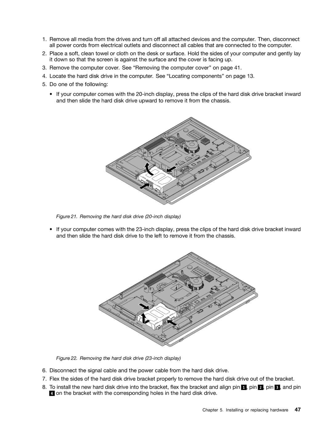 Lenovo M92z, 3281, 3280, 3297, 3305, 3296, 3298, 3292, 3291, 3294, 3293, 3311, 3314, 3309 Removing the hard disk drive 20-inch display 