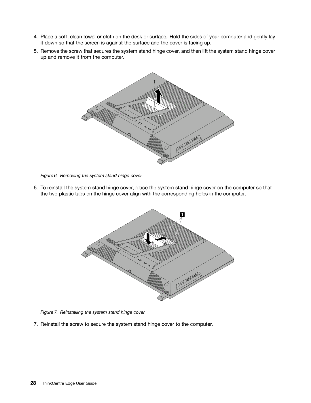 Lenovo 3396, 3398, 3397, 3399, 3414, 3416, 3426, 3415, 3423, 3418, 3417, 3419 manual Removing the system stand hinge cover 