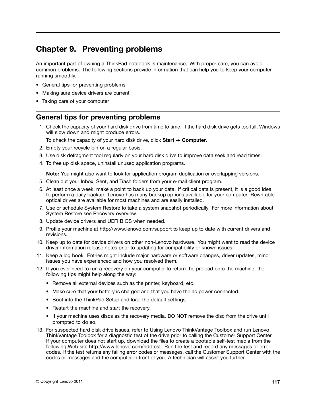 Lenovo 3444CUU manual Preventing problems, General tips for preventing problems, 117 