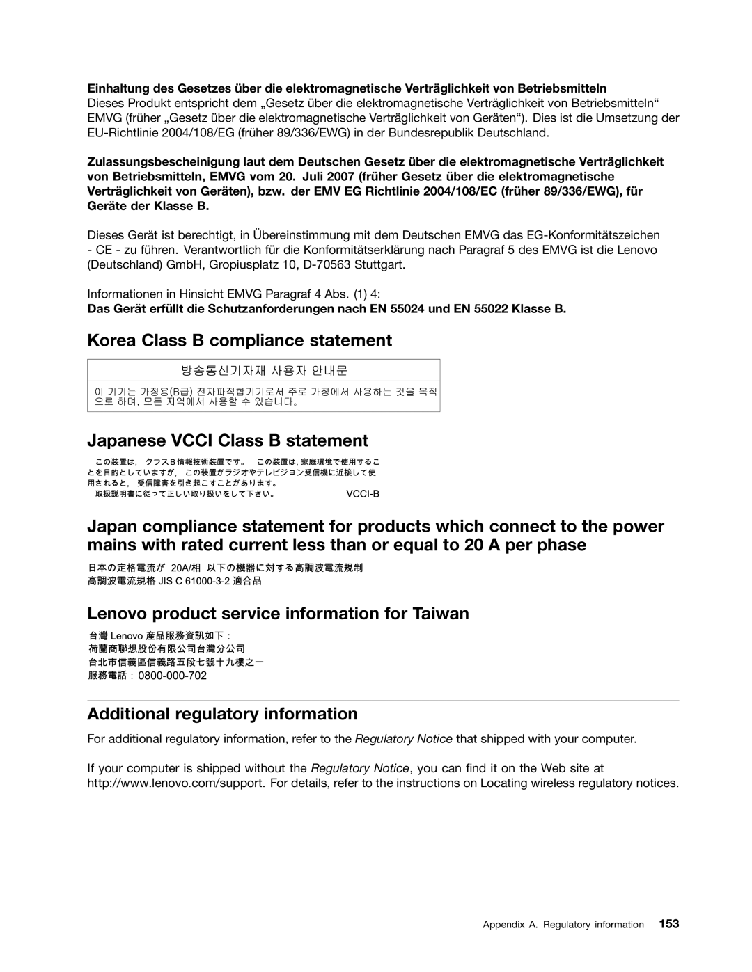 Lenovo 3444CUU manual Appendix A. Regulatory information 