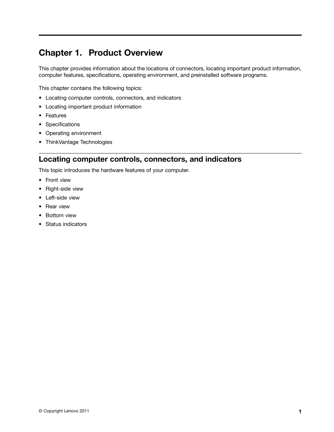 Lenovo 3444CUU manual Product Overview, Locating computer controls, connectors, and indicators 