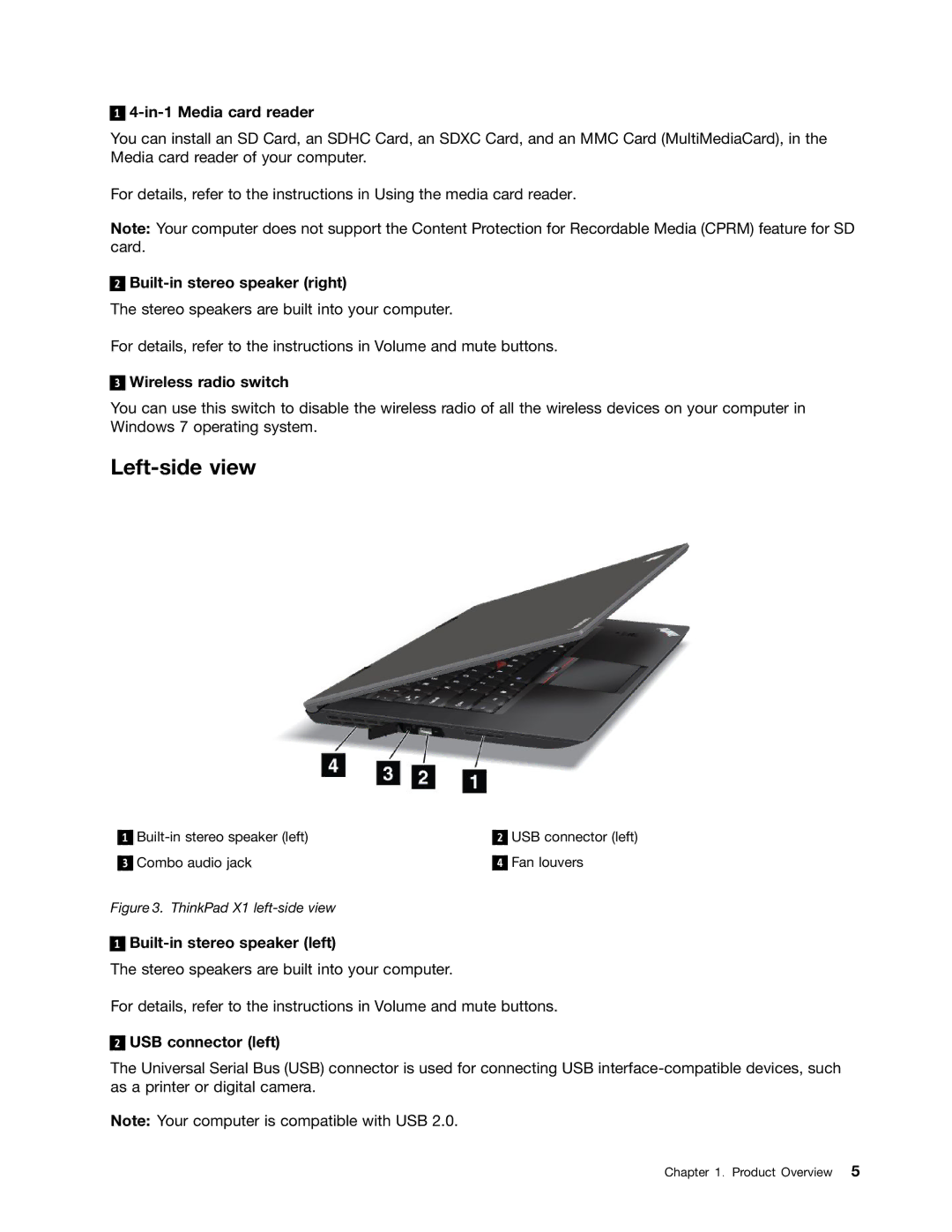 Lenovo 3444CUU manual Left-side view 