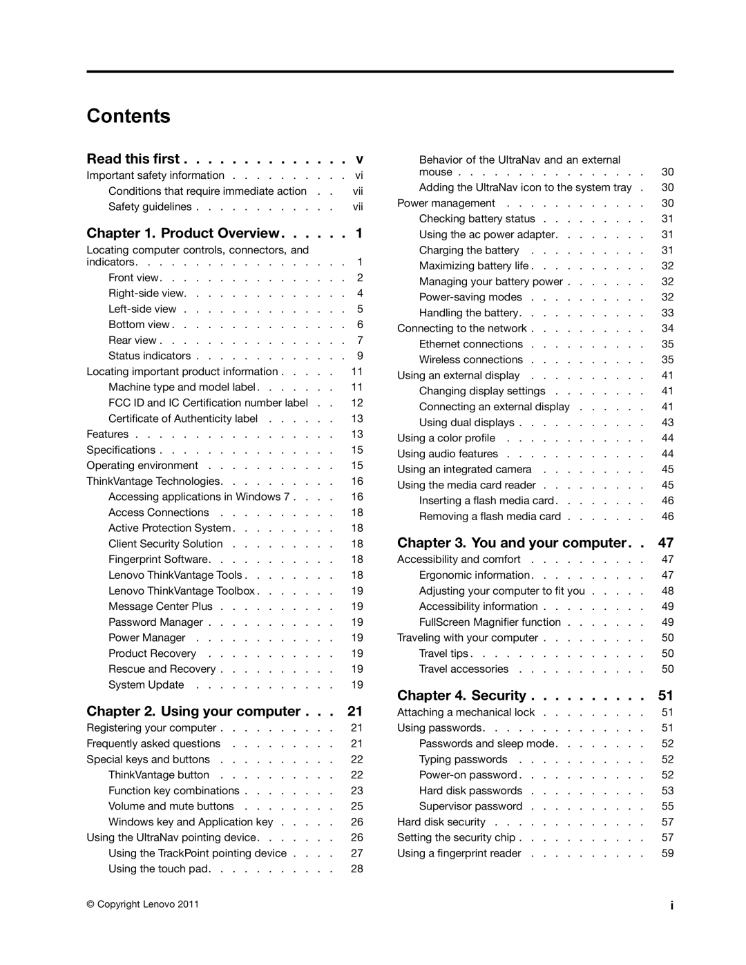 Lenovo 3444CUU manual Contents 