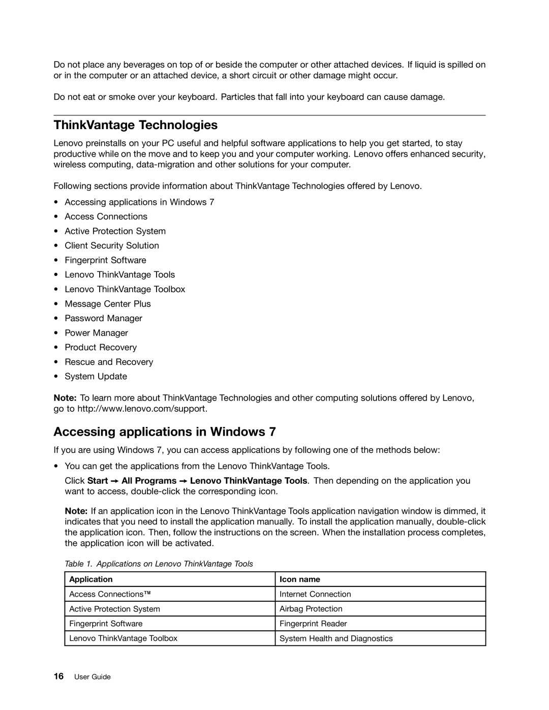 Lenovo 3444CUU manual ThinkVantage Technologies, Accessing applications in Windows 