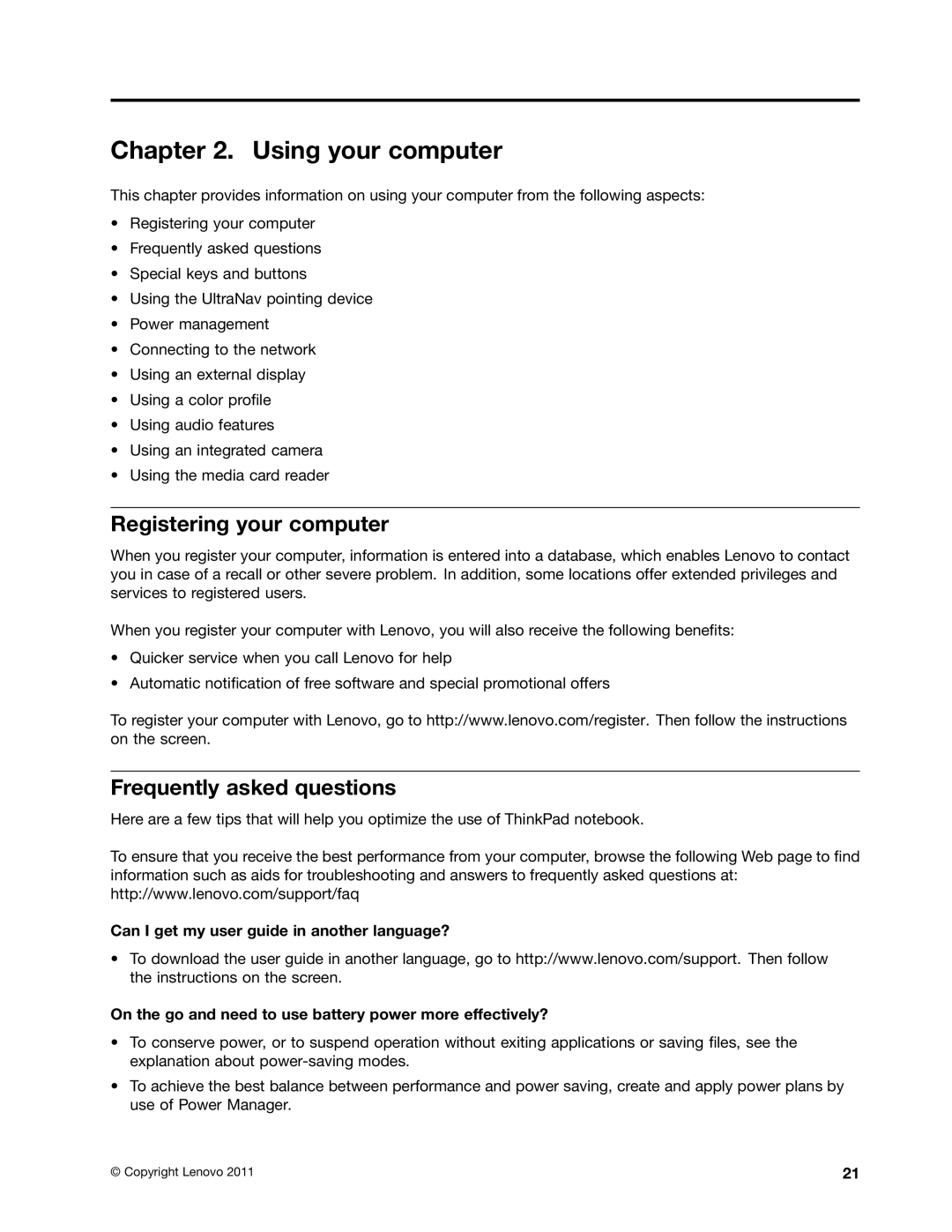 Lenovo 3444CUU manual Using your computer, Registering your computer, Frequently asked questions 