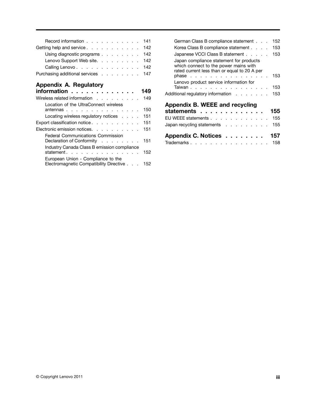 Lenovo 3444CUU manual Appendix B. Weee and recycling statements 