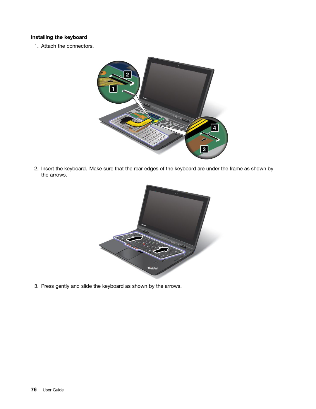 Lenovo 3444CUU manual Installing the keyboard 