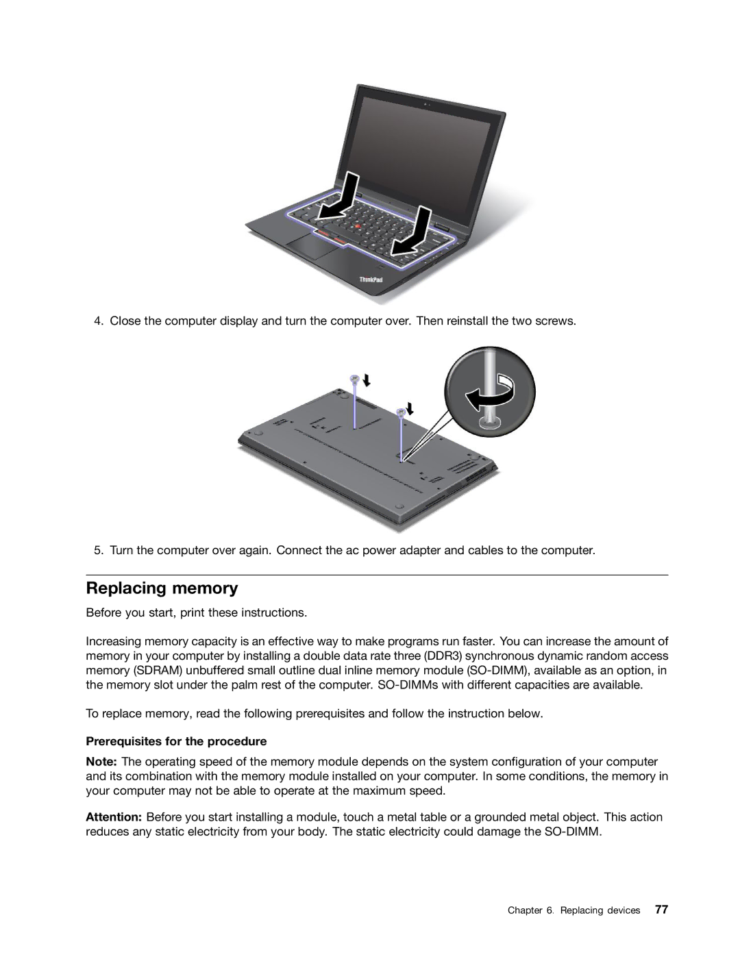 Lenovo 3444CUU manual Replacing memory, Prerequisites for the procedure 