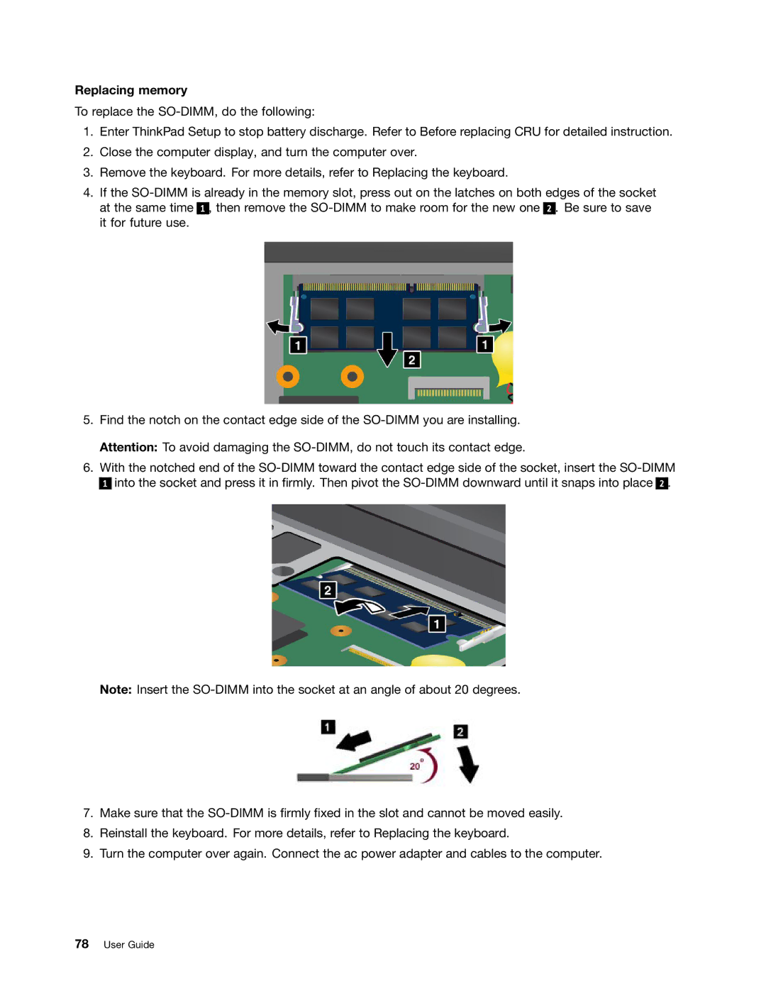 Lenovo 3444CUU manual Replacing memory 