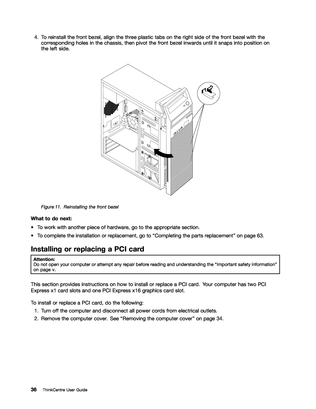 Lenovo 3484JMU manual Installing or replacing a PCI card, What to do next 