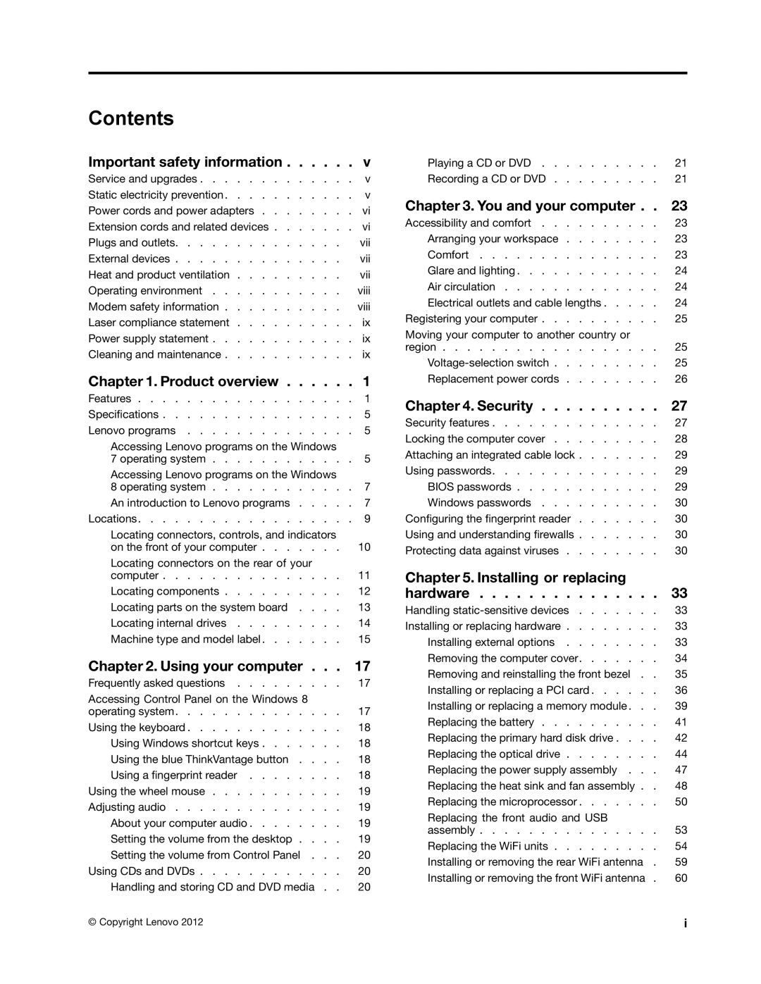 Lenovo 3484JMU manual Contents 