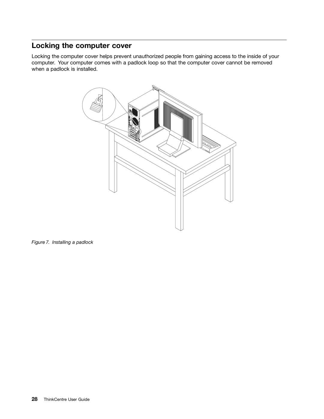 Lenovo 3484JMU manual Locking the computer cover, Installing a padlock 