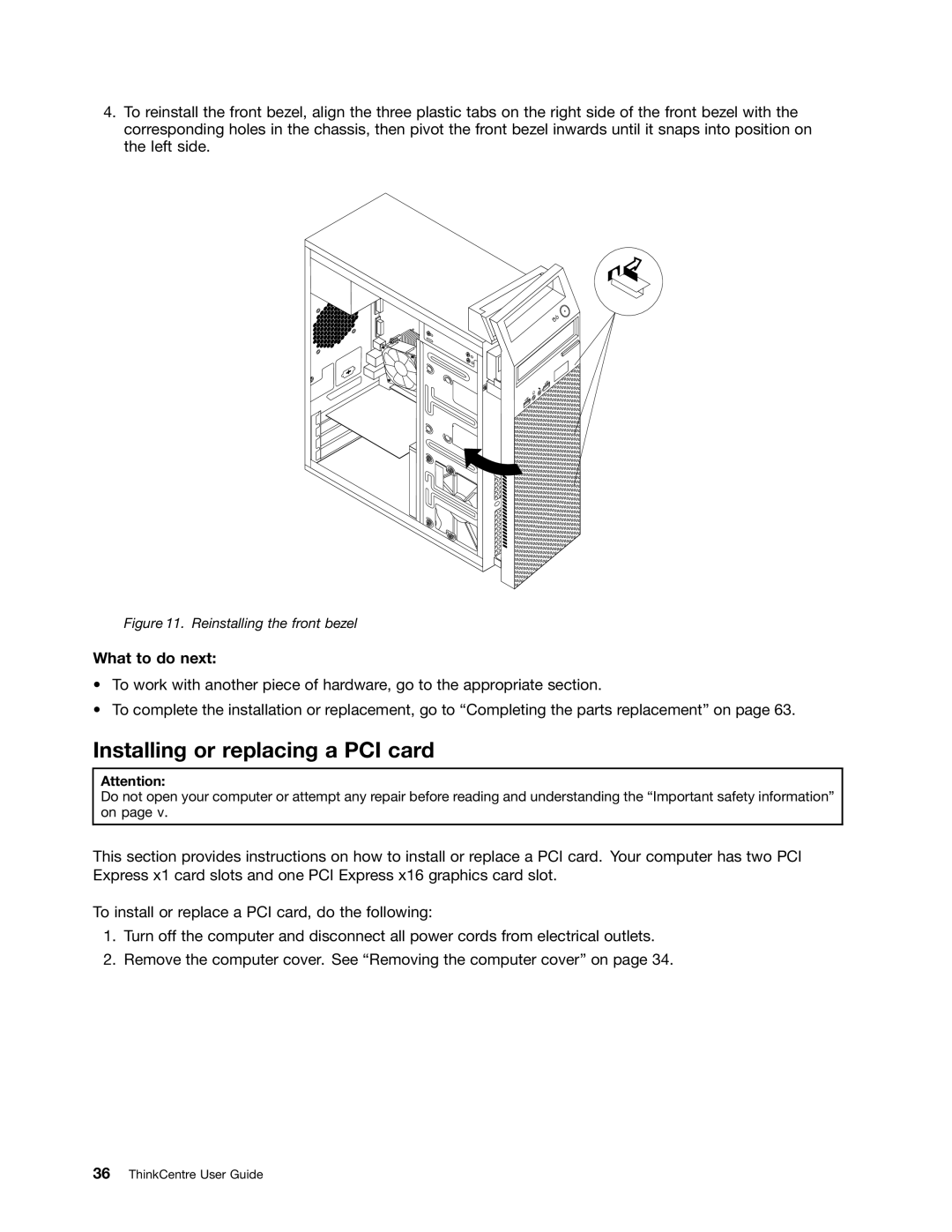 Lenovo 3484JMU manual Installing or replacing a PCI card, What to do next 