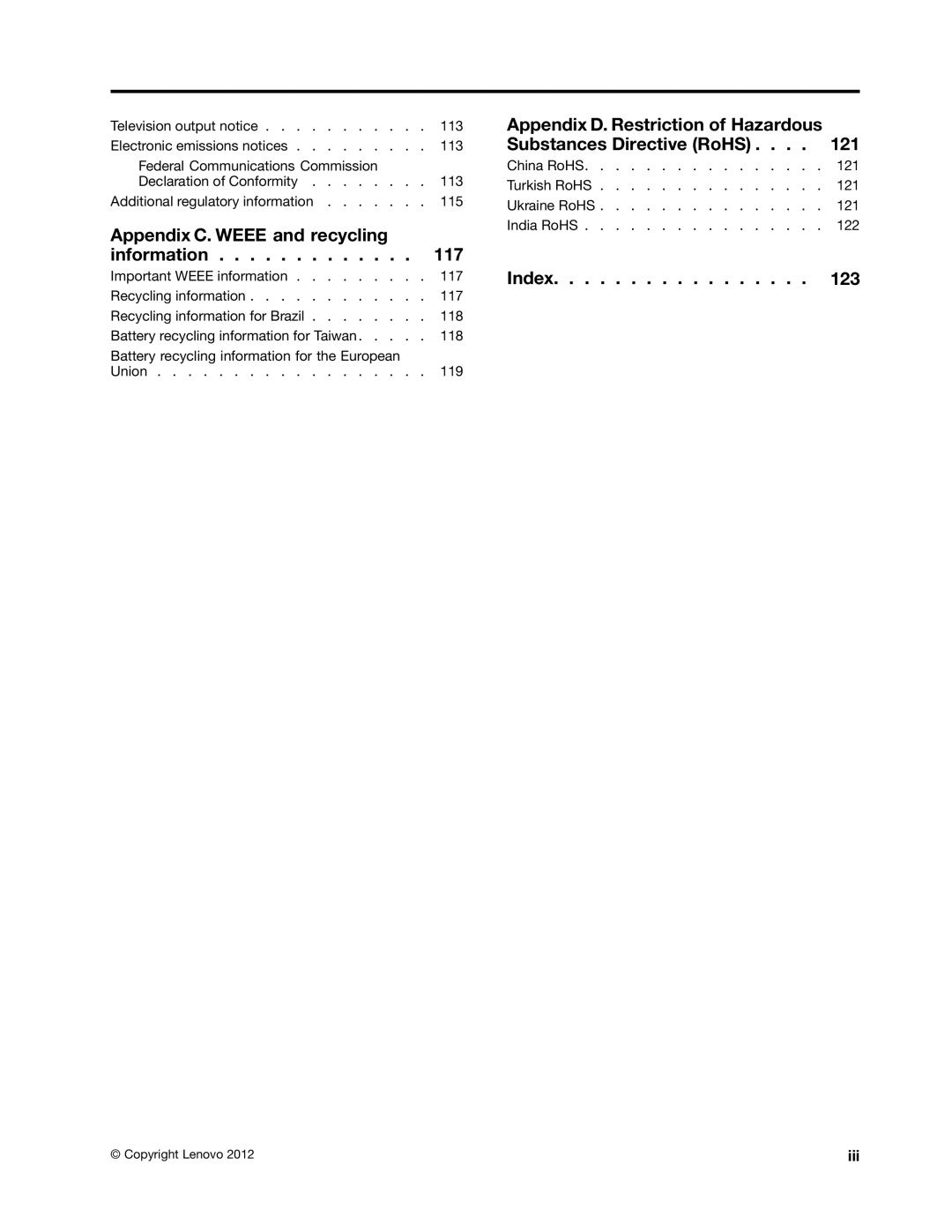 Lenovo 3484JMU manual Index 