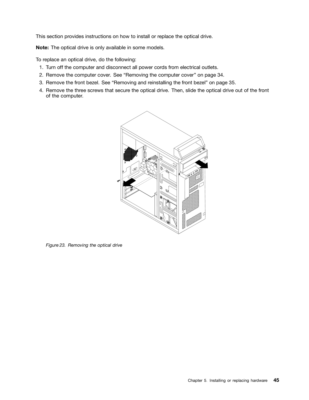 Lenovo 3484JMU manual Removing the optical drive 