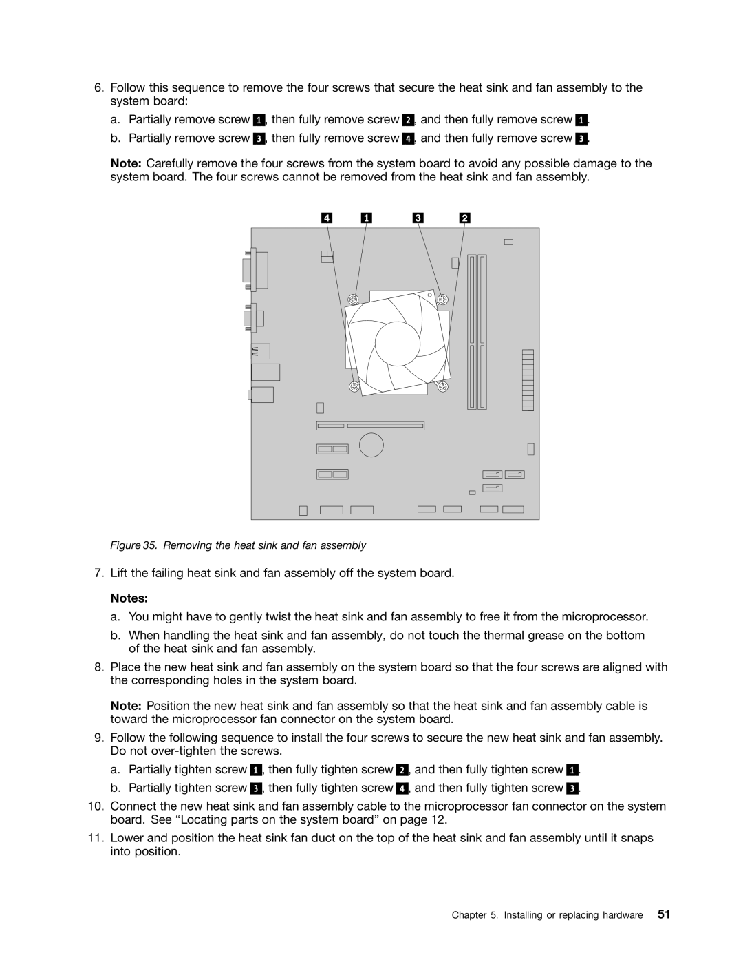 Lenovo 3496, 3493DFU manual Removing the heat sink and fan assembly 