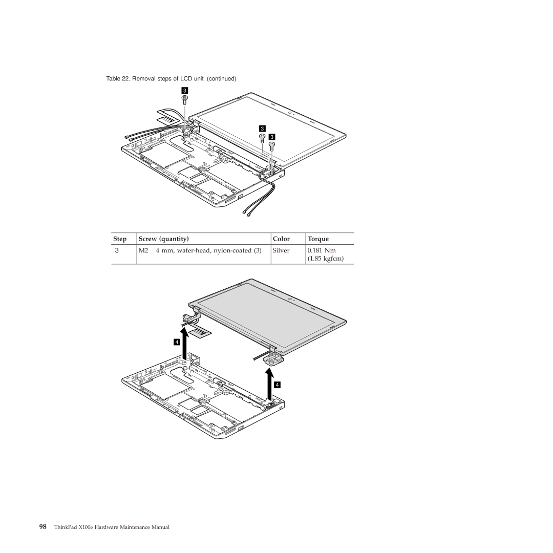 Lenovo 350828U, X100E manual M2 ⋅ 4 mm, wafer-head, nylon-coated Silver 181 Nm Kgfcm 