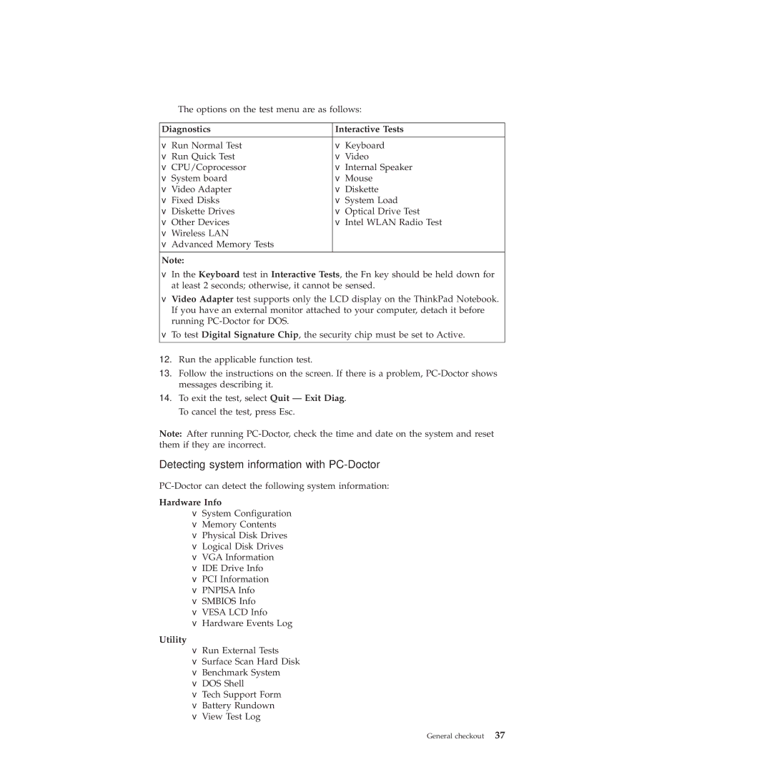 Lenovo X100E, 350828U manual Diagnostics Interactive Tests, Hardware Info, Utility 