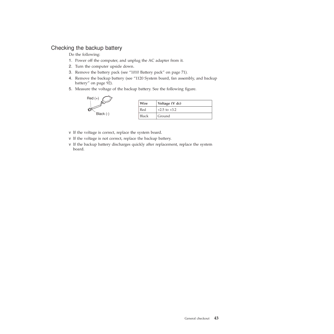 Lenovo X100E, 350828U manual Checking the backup battery 