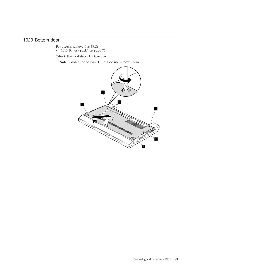 Lenovo X100E, 350828U manual Bottom door 