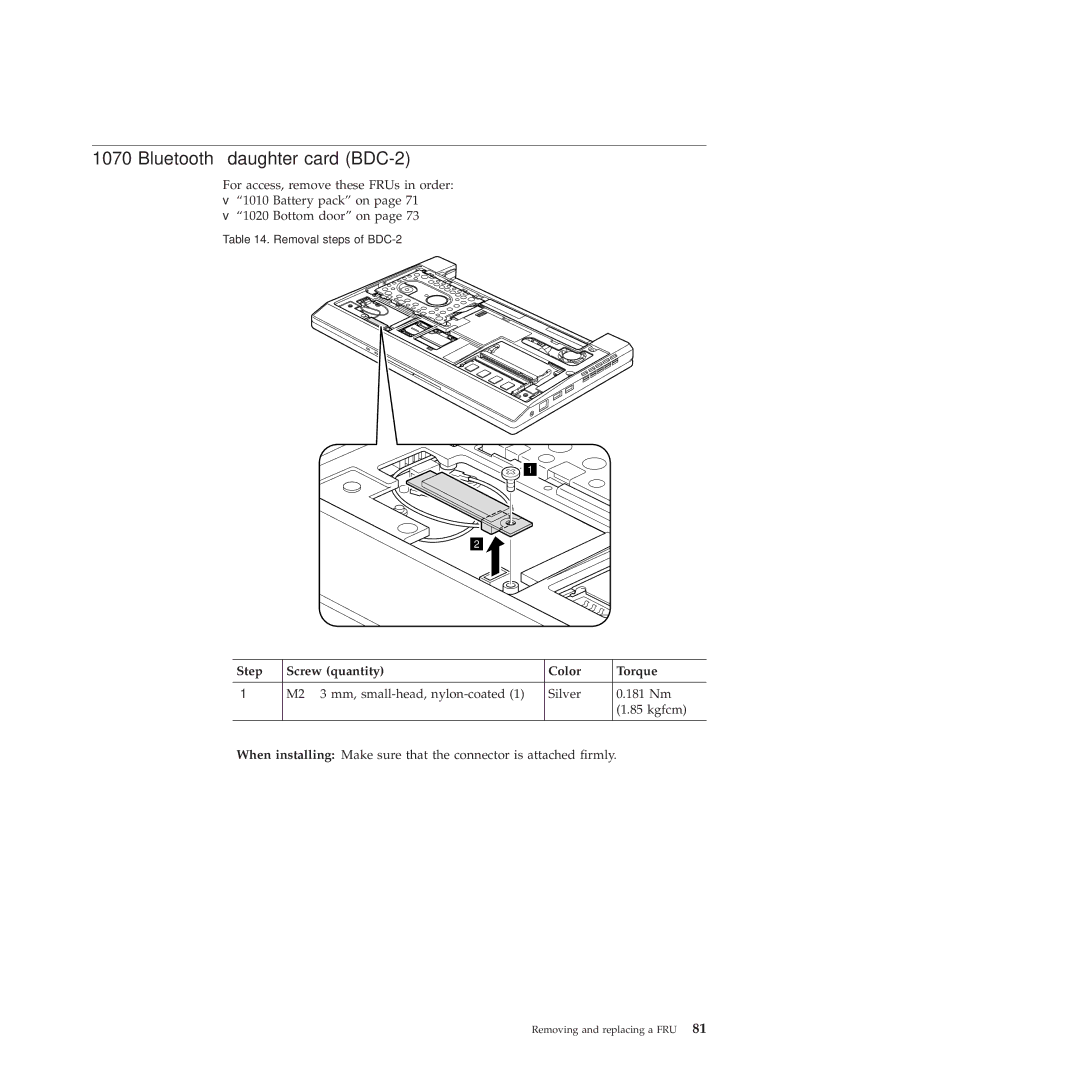 Lenovo X100E, 350828U manual Bluetooth daughter card BDC-2 