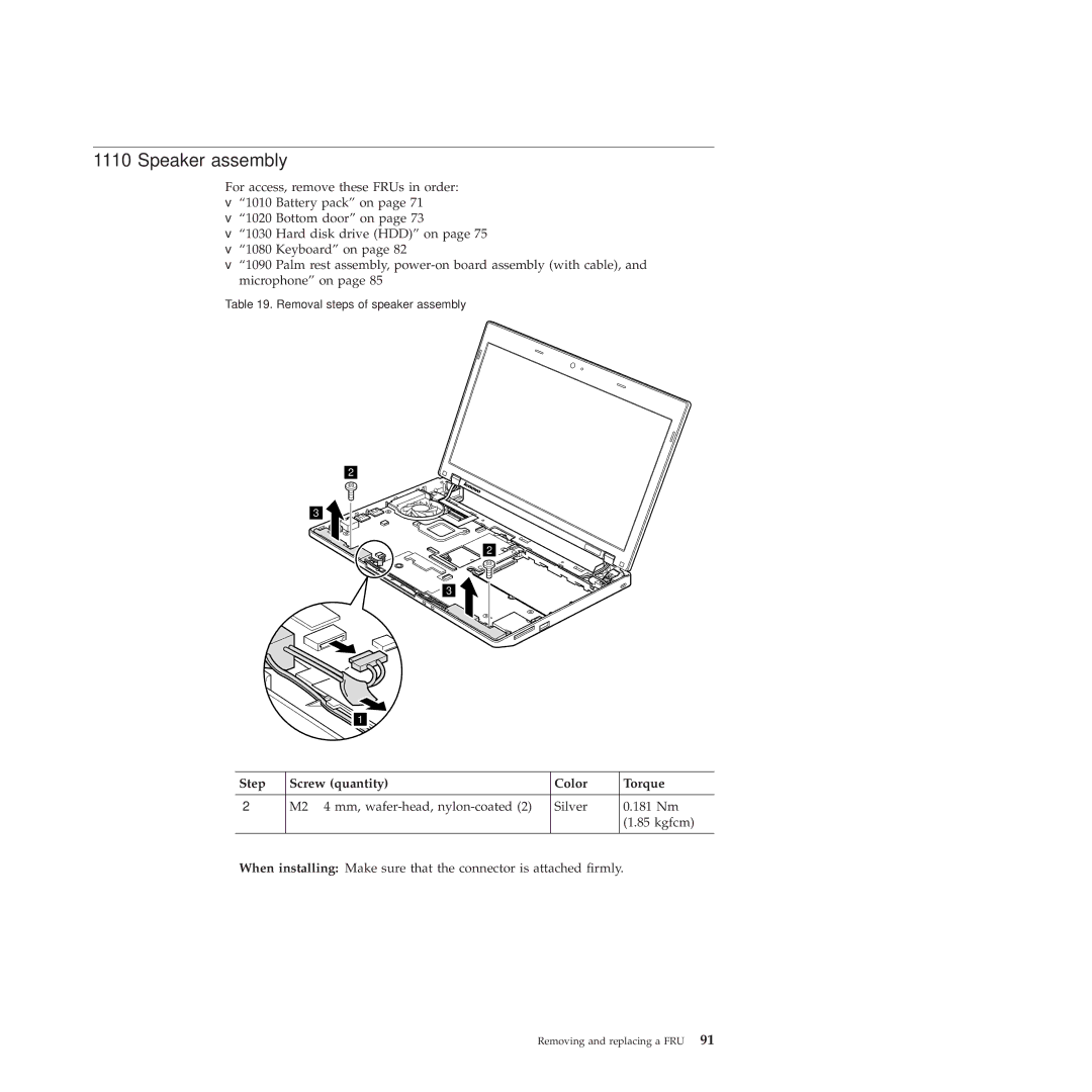 Lenovo X100E, 350828U manual Speaker assembly 