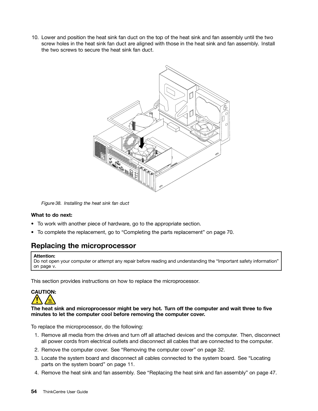 Lenovo 967, 3668, 900, 3676, 3654, 3629, 3578, 3594, 3598, 3664, 3660, 3596, 1271 manual Replacing the microprocessor, What to do next 