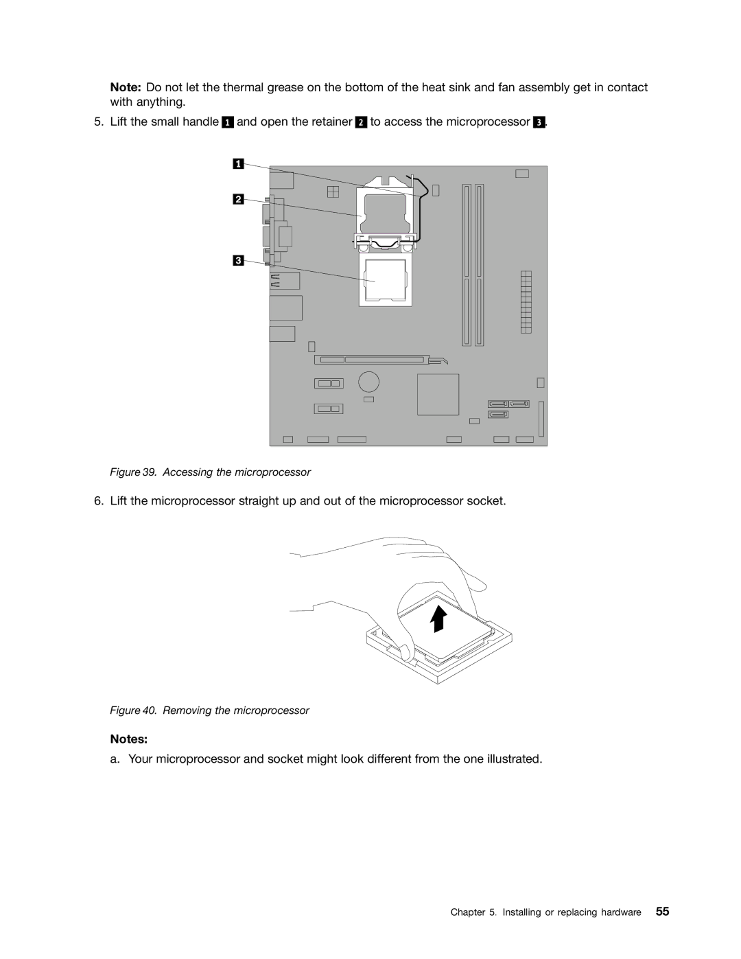 Lenovo 900, 3668, 967, 3676, 3654, 3629, 3578, 3594, 3598, 3664, 3660, 3596, 1271 manual Accessing the microprocessor 