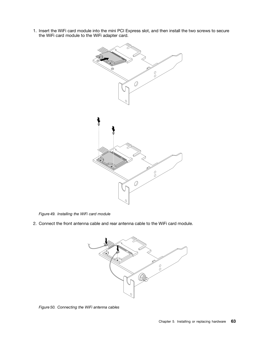 Lenovo 3660, 3668, 967, 900, 3676, 3654, 3629, 3578, 3594, 3598, 3664, 3596, 1271 manual Installing the WiFi card module 