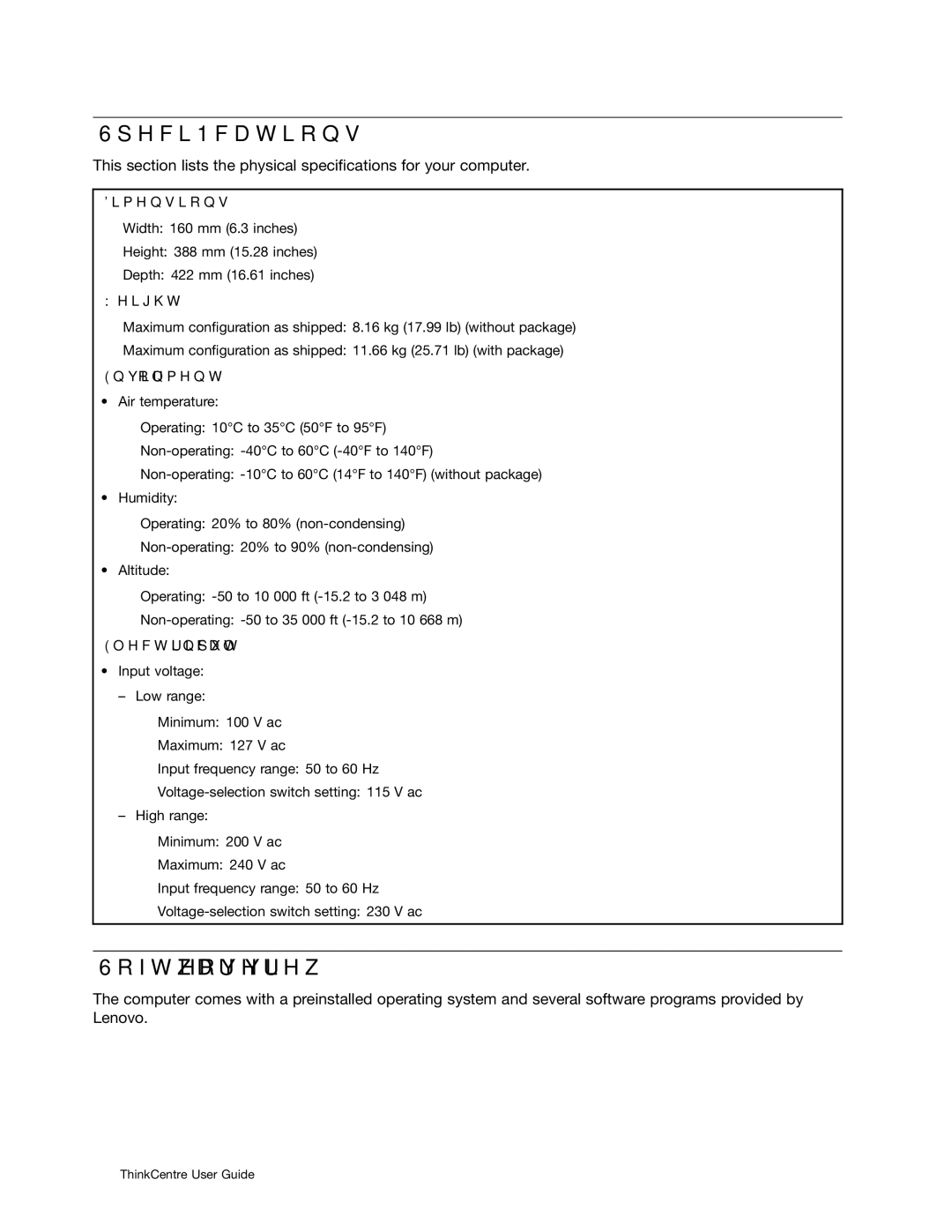 Lenovo 896, 3675, 3665, 3662, 3655, 3634, 3597, 3617, 3593, 3595, 3498, 2116, 1112, 0958B2U manual Specifications, Software overview 