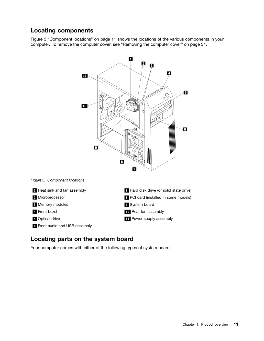 Lenovo 3617, 3675, 896, 958, 3665, 3662, 3655, 3634, 3597, 3593, 3595, 3498 Locating components, Locating parts on the system board 