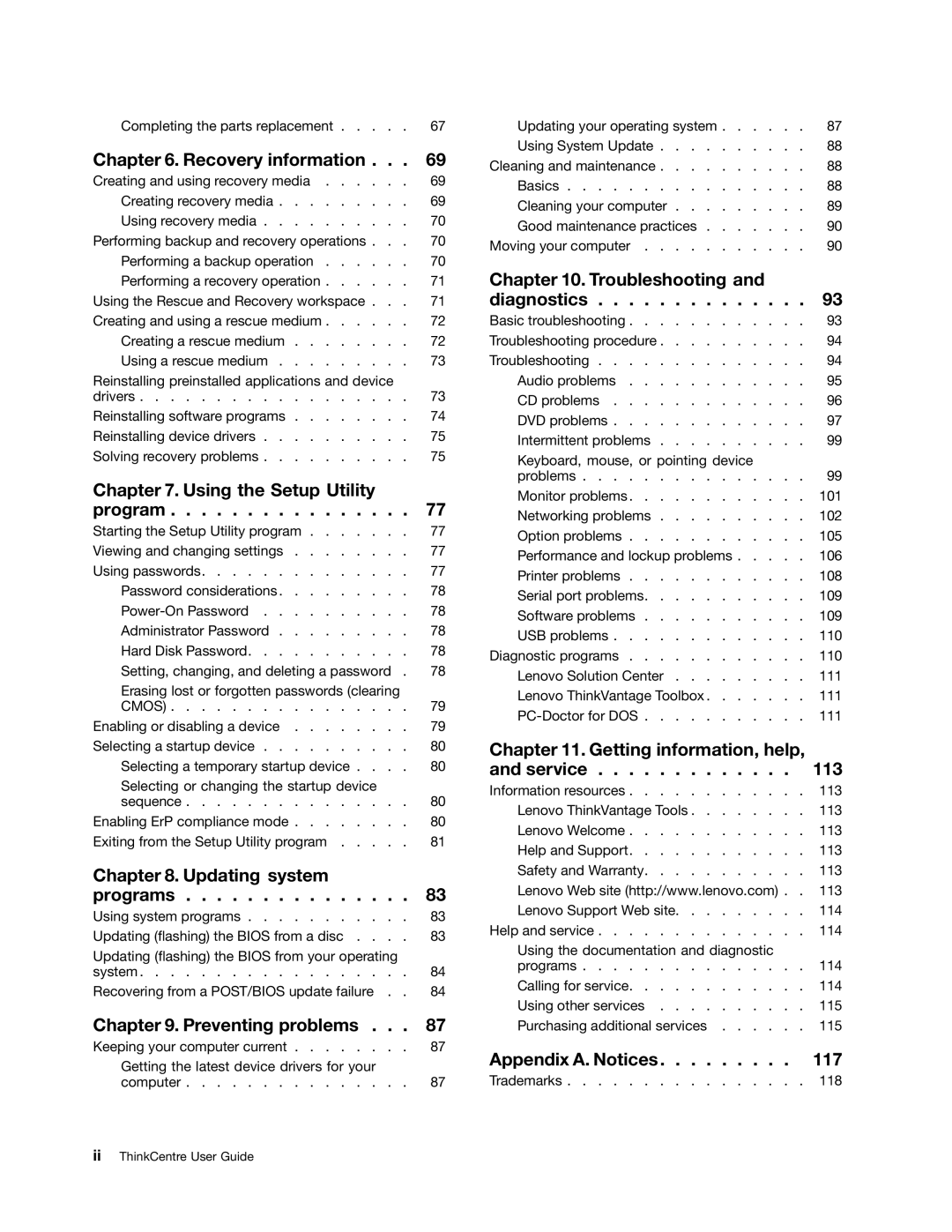 Lenovo 3662, 3675, 896, 3665, 3655, 3634, 3597, 3617, 3593, 3595, 3498, 2116, 1112, 0958B2U manual Appendix A. Notices 117 